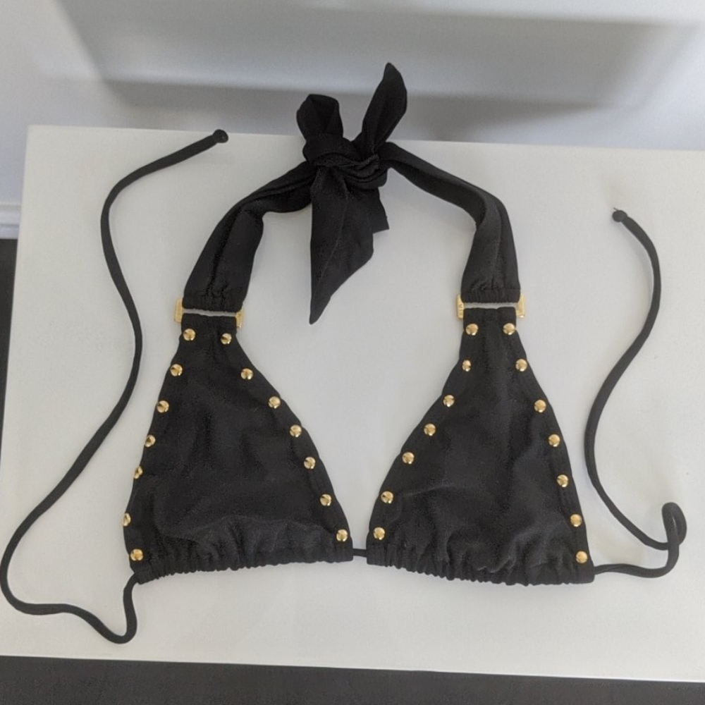Vix black bikini top with gold hardware